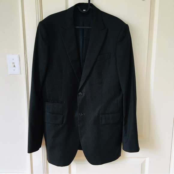 Burberry Made in Italy Black Virgin Wool Button Down Blazer size 41L